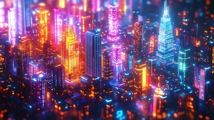 Naklejka premium Explore vibrant urban landscapes in stunning neon colors