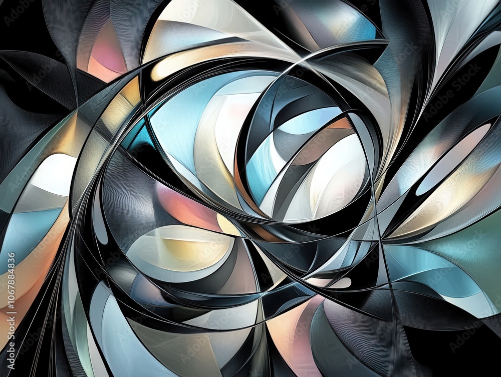 Aufkleber dynamic abstract swirl composition in vivid colors