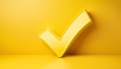 A bold yellow checkmark stands against a bright yellow background, symbolizing approval, success, and positivity.