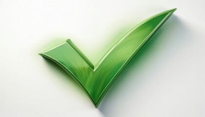 A glossy green check mark symbolizes approval and correctness against a light background.