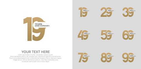 Anniversary logo set vector design, brown color for celebration event