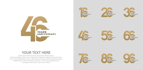 Anniversary logo set vector design, brown color for celebration event