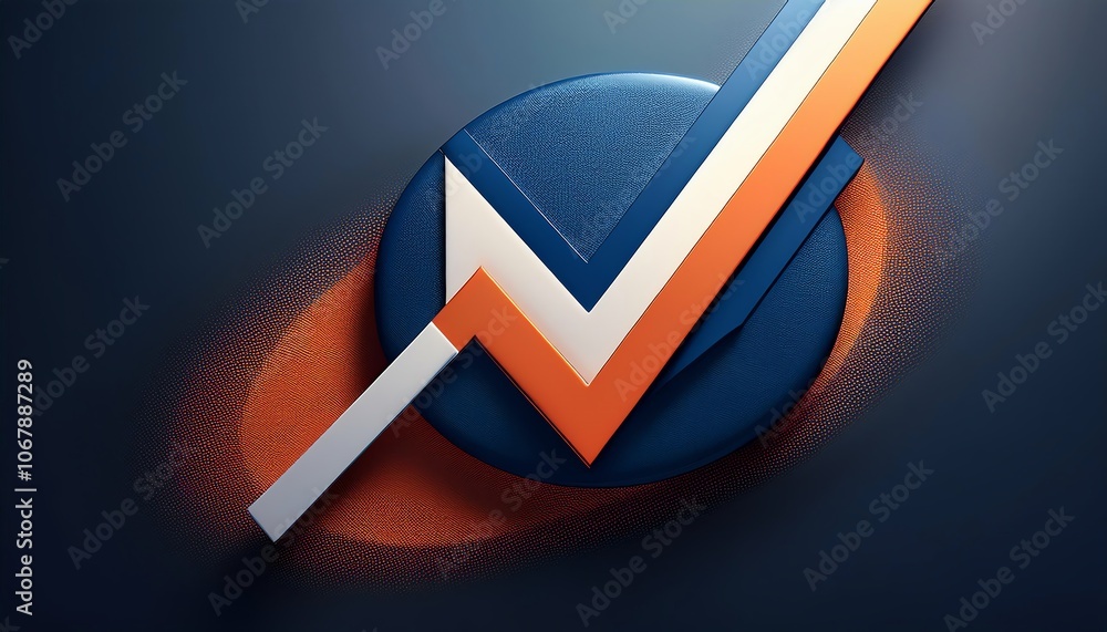 Poster a modern graphic featuring a rising arrow over a textured circle, symbolizing growth, success, and p