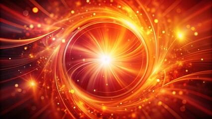 Fototapeta premium A radiant circular burst of glowing light amidst swirling crimson lines, illuminated by a central, intensely bright core.