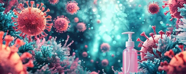 COVID19 Symptoms and Preventive Measures, Fever, cough, mask and hand sanitizer as health defense symbols