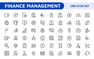 Finance Management Icon Set. Professional and sleek icons for budgeting, expense tracking, and investment management, ideal for finance apps, tools, and platforms.