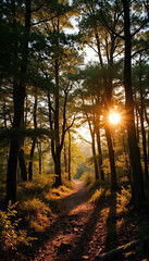 Fototapeta premium sunset in the forest