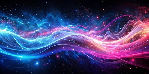 Fototapeta premium Abstract Cosmic Dance of Light and Energy, A Symphony of Stellar Waves, Embracing the Universe in Vibrant Hues