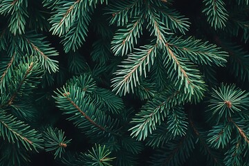 vibrant green fir branches, perfect for winter or holiday themes