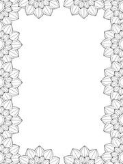 All these designs are hand-drawn and unique 
Flower Border is a Beautiful black and white illustration for adult coloring book,
This is a printable Beautiful Zentangle Coloring page for KDP Interior,