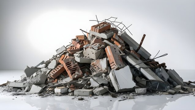 Un mont&oacute;n de escombros desgastados y escombros con destrozados