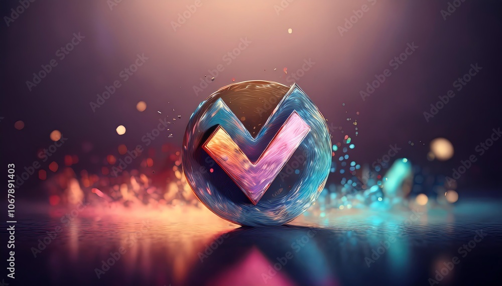 Poster a vibrant, abstract design featuring a colorful logo encircled by dynamic splashes of light and colo