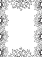 All these designs are hand-drawn and unique 
Flower Border is a Beautiful black and white illustration for adult coloring book,
This is a printable Beautiful Zentangle Coloring page for KDP Interior,
