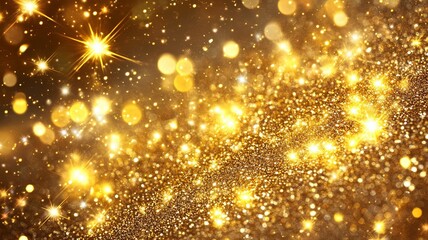 golden christmas particles and sprinkles for a holiday celebration like christmas or new year