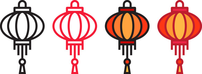 Minimalist Chinese Lantern Vector Illustration Set