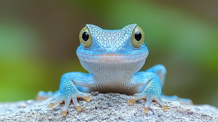 Obraz premium Blue Gecko Lizard Portrait Reptile Wildlife Photography Closeup