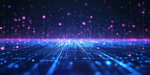 Obraz premium Thin circuit trace lines in glowing blue, creating a high-resolution tech background, emphasizing the intricate design of a futuristic digital network.