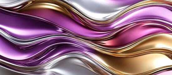 Fototapeta premium Abstract waves of metallic colors in flowing patterns.