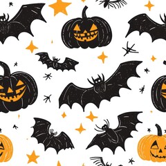 Repetitive tile of Halloween theme pumpkin pattern.