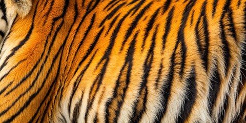 Fototapeta premium Close-up of a tiger fur texture, tiger, fur, texture, close-up, orange, black, stripes, wild, animal, exotic, pattern