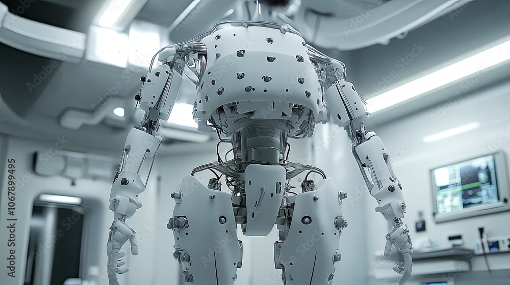 Poster futuristic robot in a high-tech laboratory setting