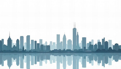 Fototapeta premium City Skyline Silhouette with Soft Reflection