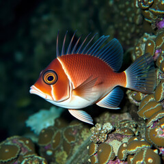 Deep Sea fish, a fish with outstanding colors in the deep sea, tropical fish with strange colors and shapes under the sea