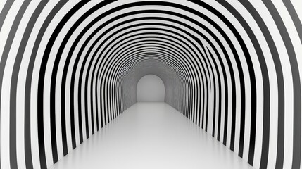 Abstract Black and White Striped Tunnel Background