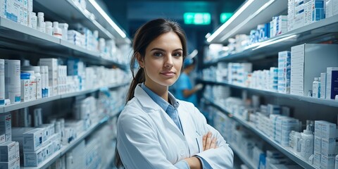A pharmacist preparing medication doses, ensuring accuracy in a high-tech dispensing area