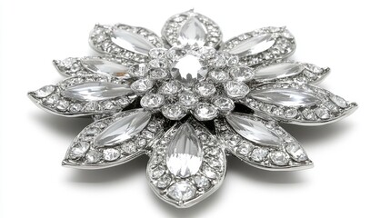 Fototapeta premium Sparkling floral brooch with clear gemstones for elegant accessories