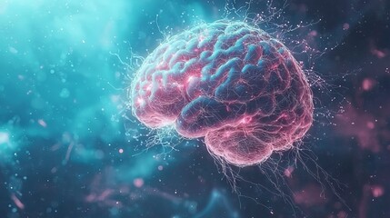 Fototapeta premium A vibrant, digital representation of a brain with neural connections.