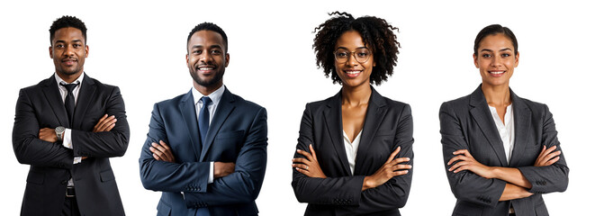 Businessmen and businesswomen with their arms crossed