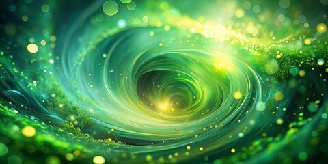 Obraz premium Whirlwind of Vibrant Green Hues and Glowing Dust Particles, Creating a Spiraling Portal to an Unknown Realm