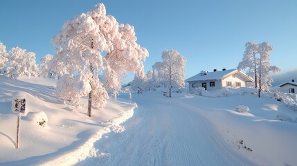 Serene Snow-Covered Landscape in Soft Morning Light