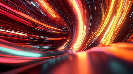 3d render, abstract futuristic neon background with glowing ascending lines. fantastic wallpaper. Neon. Illustration