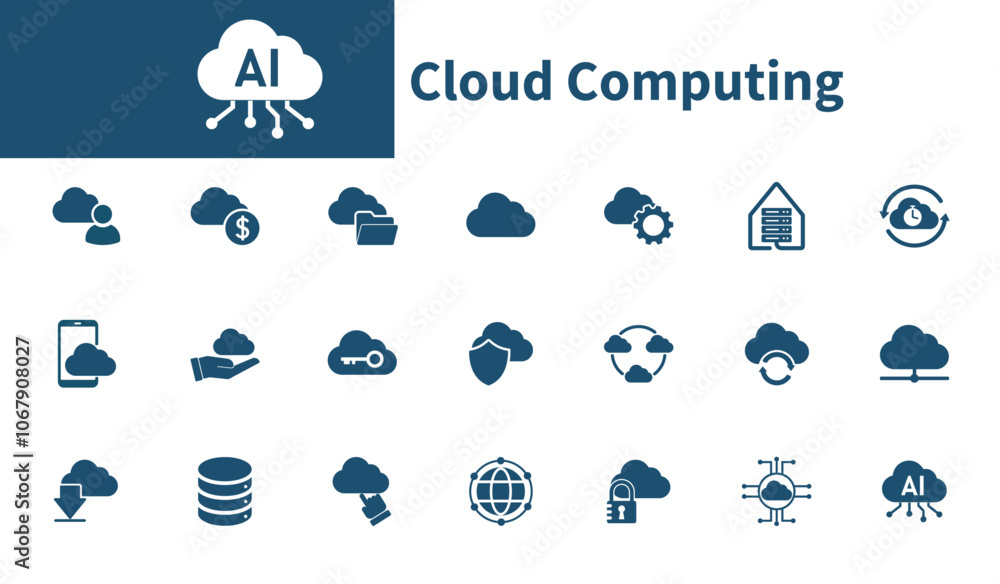 Poster cloud computing icon. icon set for data storage, sync, computer technology, internet. solid vector i