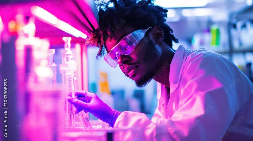 Aufkleber Scientist Conducting Experiment in Modern Lab Setting