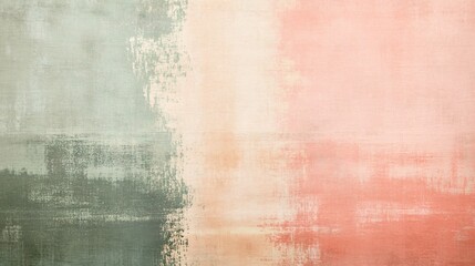 Abstract Watercolor Background in Green, Beige and Coral Tones