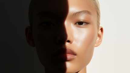 Fototapeta premium Contrasting Shadows: Inner Battle of Virtue and Vice in Dual Portrait