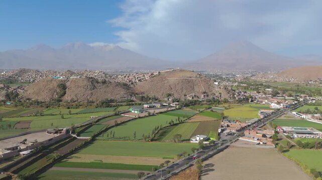 view of arequipa volcano misti from sabandia district