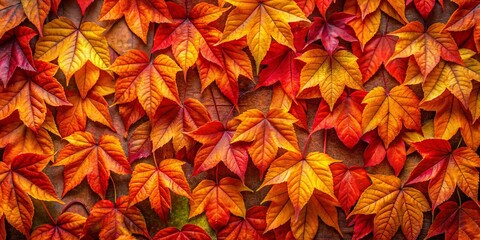 A vibrant tapestry of autumn leaves, each a symphony of reds, oranges, and yellows, showcasing...