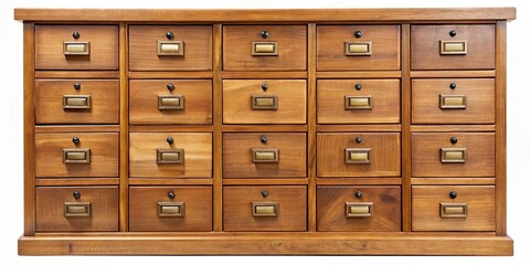Fototapeta premium Wooden cabinet with multiple drawers , furniture, storage, organization, home decor, wood, vintage