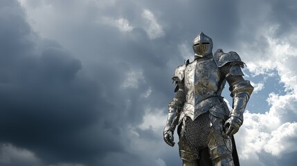 Warrior of Light: A Knight in Shining Armor Defending Justice Against Dark Clouds