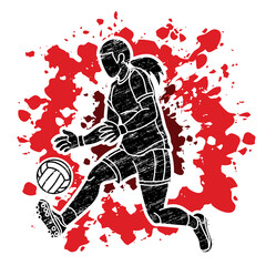 Gaelic Football Female Player Sport Action Cartoon Graphic Vector