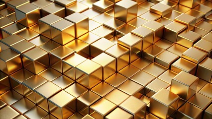 Abstract geometric pattern of golden cubes arranged in an artistic composition , geometric, abstract, golden, cubes