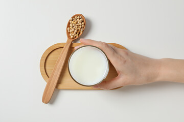 Soy and milk, concept of healthy food and drink