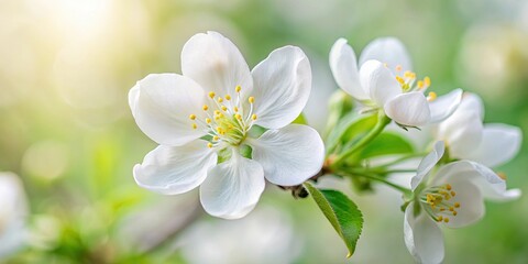 Fototapeta premium Close up of delicate white crabapple flower with copy space, crabapple, flower, white, delicate, close up, nature, beauty, floral