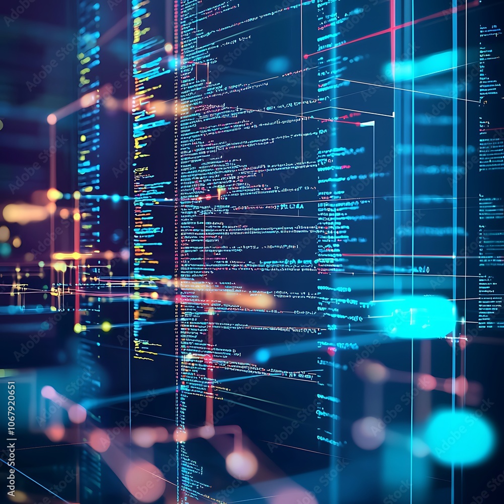 Poster a computer screen with a lot of code on it
