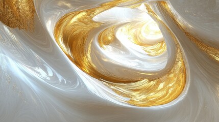 A 3D rendering of a golden marble texture, combining smooth swirls of white and gold, creating a rich and elegant fantasy fractal background