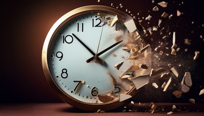 The clock broke and turned into sculptures and scattered